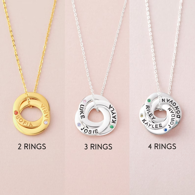 Personalized Necklace with Names & Birthstones