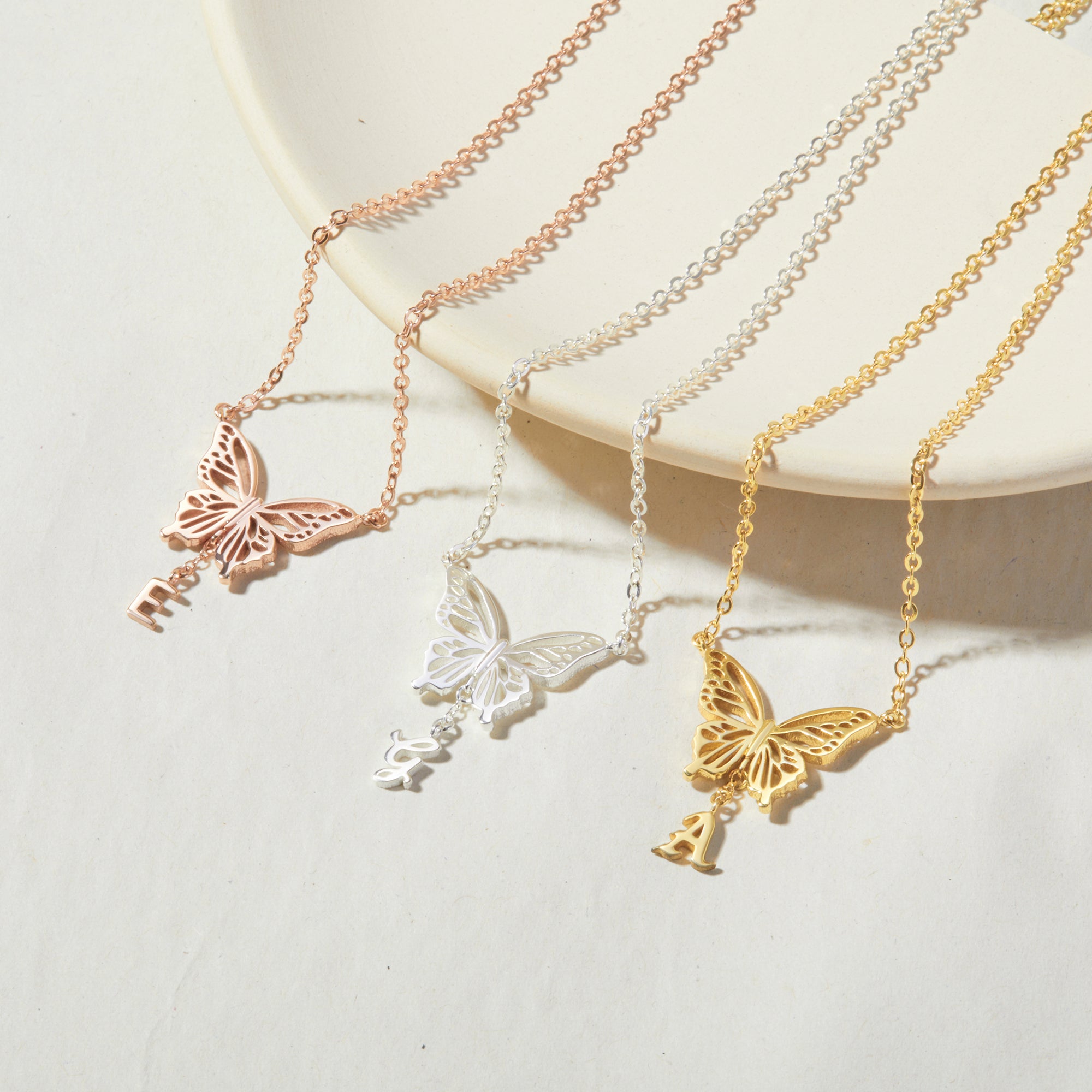 Custom Initial Butterfly Necklace