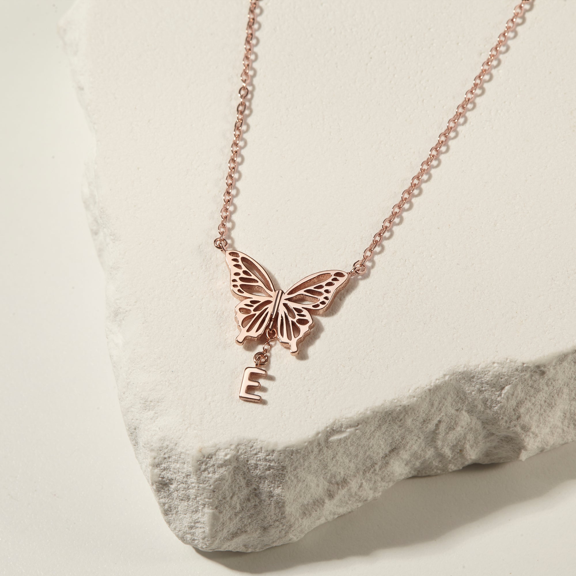 Custom Initial Butterfly Necklace